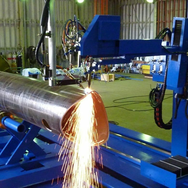 Large pipe cut from industrial plasma cutter